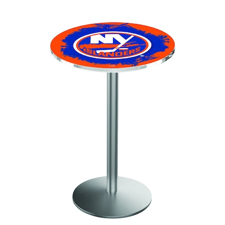 Holland Bar Stool Co 42" Stainless Steel New York Islanders Pub Table L214S4228NYIsln